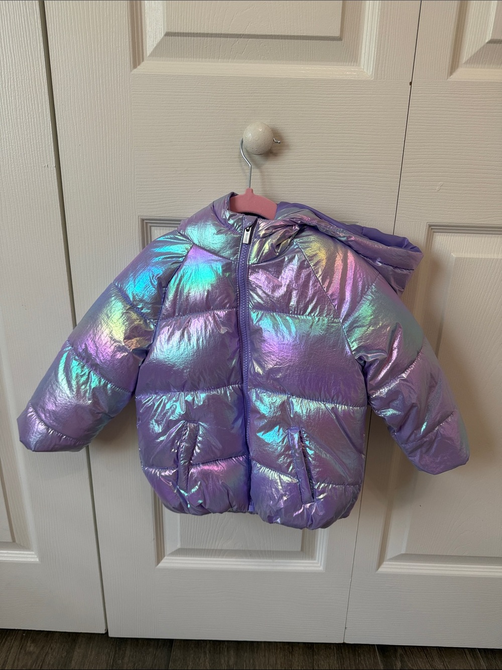 Old Navy Iridescent Lavender Hooded Puffer Jacket